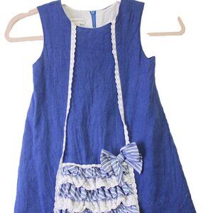 Pamala Girl size 8 Beautiful Blue Cotton Fully Lined Ruffled Eyelet Dress 8